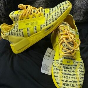 Adidas Yellow NMD Sneakers with Text Design